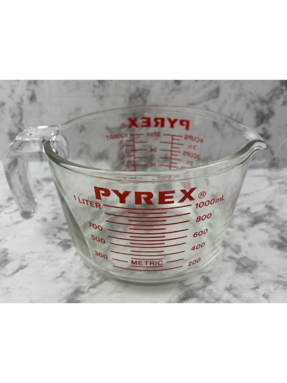 *Vintage Pyrex Measuring Cup Large 1 Liter 4 Cups Red Lettering Kitchen Utensil